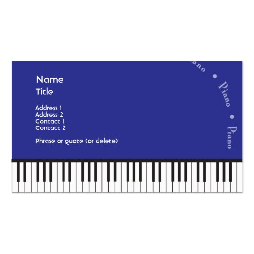 Blue Grand Piano Business Card (back side)