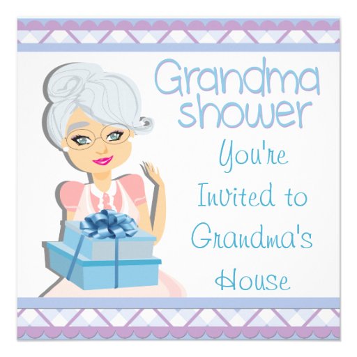 Blue Grandma Baby Shower Custom Announcement
