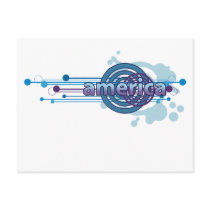 Blue Graphic Circle America Post Card