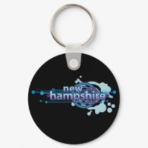 Blue Graphic Circle New Hampshire Keychain Dark
