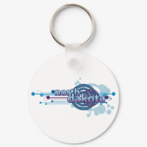 Blue Graphic Circle North Dakota Keychain by MugUSA Blue Graphic Circle North Dakota Keychain
