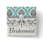 blue gray and cream elegant damask buttons