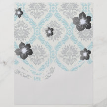 blue gray and cream elegant damask full color flyer