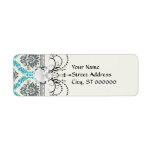 blue gray and cream elegant damask custom return address labels