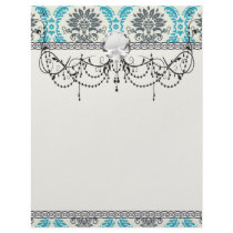 blue gray and cream elegant damask customized letterhead