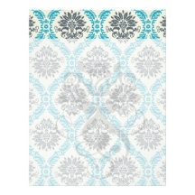 blue gray and cream elegant damask letterhead