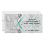 blue gray and cream elegant damask photo cards