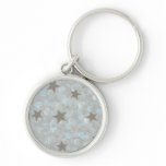 Blue Gray Bubbles & Silver Stars Key Chain keychains
