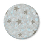 Blue Gray Bubbles & Silver Stars Magnets magnets