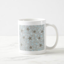 Blue Gray Bubbles & Silver Stars Mugs