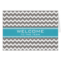 Blue Gray Chevron Employee Welcome to the Team Greeting Cards