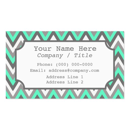 Blue Gray Chevron Label Business Card (front side)