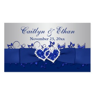 Blue, Gray Floral, Hearts Wedding Favor Tag Business Card Templates