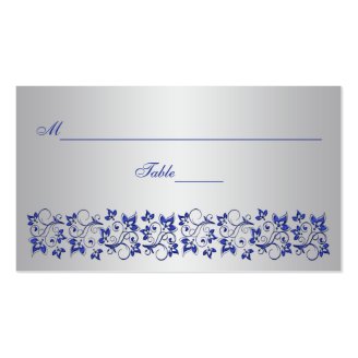 Blue, Gray Floral Place Card Business Card Templates