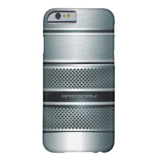 Blue Gray Metallic Design-Monogram Barely There iPhone 6 Case
