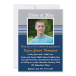 Blue, Gray, Orange Photo Graduation Invitation