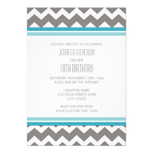 Blue Gray Photo 18th Birthday Party Invitations