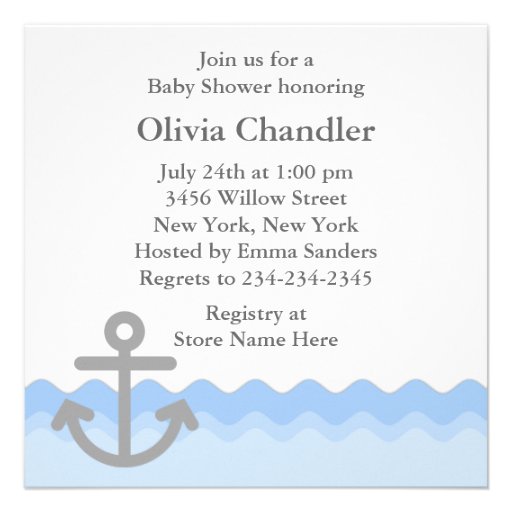Blue Gray Whale Baby Shower Invitations