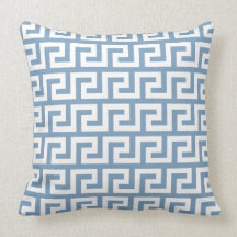 Blue Greek Key Throw Pillow