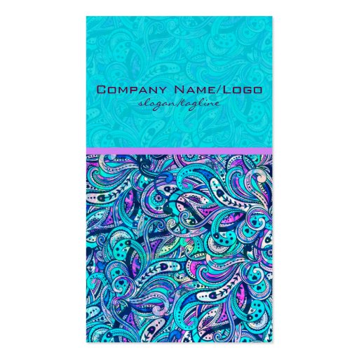 Blue-Green Abstract Ornate Swirls 2 Business Card Templates (front side)