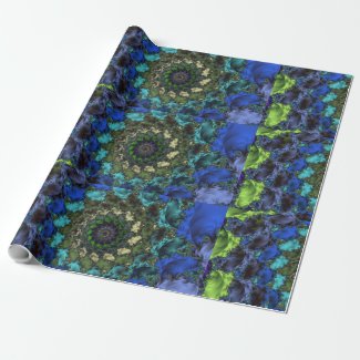 Blue Green Abstract Swirl Wrapping Paper