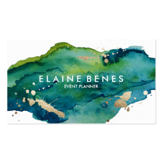 Blue Green and Gold Splatter Business card