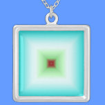Blue, Green And Red Square Necklace necklaces