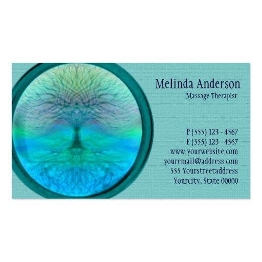 Blue, Green and Teal Tree of Life Business Cards (front side)