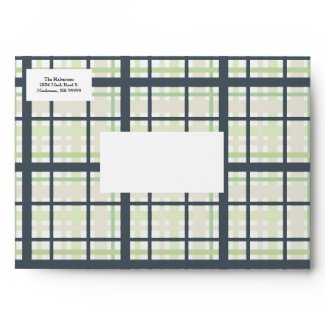 Blue, Green, and White Plaid Envelope envelope