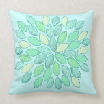 Blue Green Aqua Starburst Modern Flower Pillow pillows