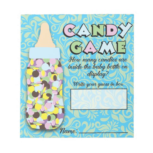 Blue & Green Baby Bottle Candy Guessing Game Notepads Zazzle
