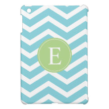 Blue Green Chevron Monogram iPad Mini Case