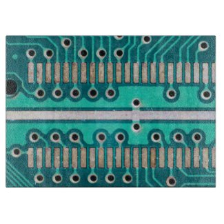 Blue Green Circuit Board - Electronics Photography Cutting Board