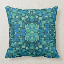 Blue Green Contemporary Digital Mosaic Pillow pillows