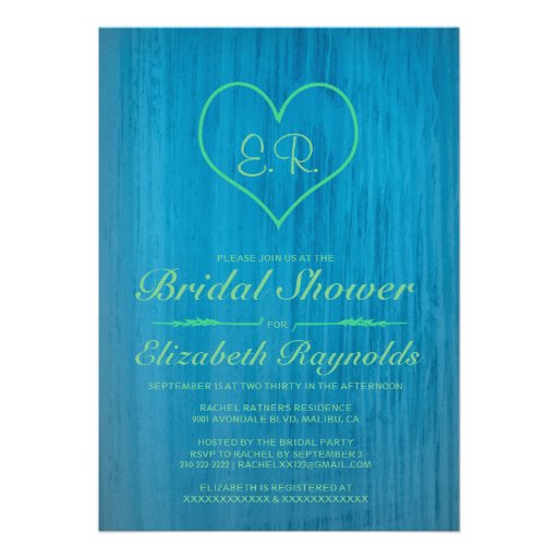 Blue & Green Country Bridal Shower Invitations