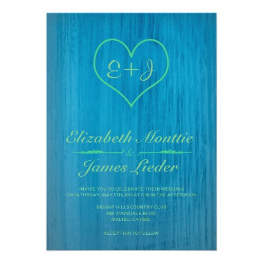 Blue & Green Country Wedding Invitations