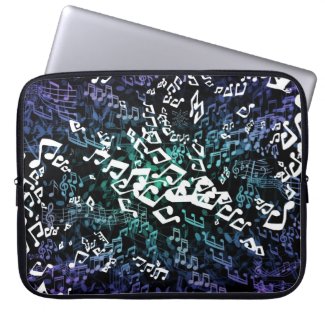 Blue Green Crazy Twisted Musical Notes Laptop Bag