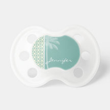 Blue-Green & Cream Floral Baby Pacifier
