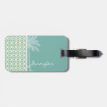 Blue-Green & Cream Floral Travel Bag Tag