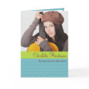 Blue green custom graduation photo announcement card