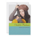 Blue green custom photo graduation announcement invitation