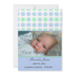 Blue Green Dots Baby Photo Announcement