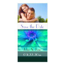 Blue/Green Floral  /photo  "Save the Date" Picture Card