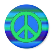 Blue Green Fractal & Peace Sign magnets
