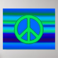 Blue Green Fractal & Peace Sign print