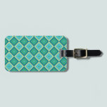 Blue & Green Geometric Pattern luggage tags