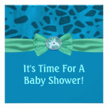 Blue & Green Giraffe Baby Shower Announcements