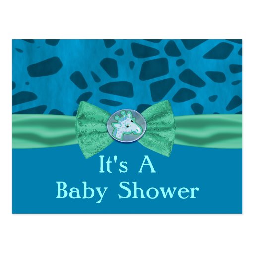 Blue & Green Giraffe Baby Shower Post Cards