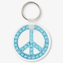 Blue Green Jewels Peace Sign keychains by makelovenotwar Blue Green Jewels Peace Sign keychains