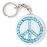 Blue Green Jewels Peace Sign Key Chain